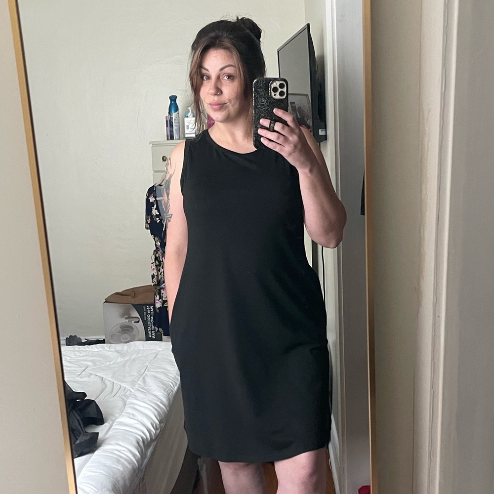 Women’s large black tank dress with pockets!!